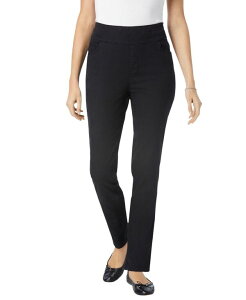 �E�[�}�� �E�B�Y�C�� ���f�B�[�X �{�g���X �f�j���p���c �g�[�� �W�[���Y Woman Within Women's Within Tall Flex-Fit Pull-On Straight-Legap-Free Stretch Denim Jeans Black �u���b�N