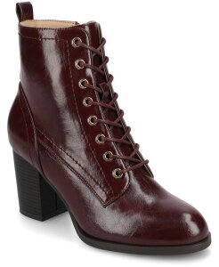�W�����l �R���N�V���� ���f�B�[�X �V���[�Y �u�[�c�E���C���u�[�c ���[�X �q�[�� Journee Collection Women's Baylor Lace Up Stacked Heel Booties Oxblood Patent �I�b�N�X�u���b�h