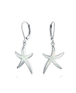�u�����O ���f�B�[�X �A�N�Z�T���[ �s�A�X�E�C�������O Bling Jewelry Nautical Aquatic Tropical Beach Vacation Iridescent Created Opal Inlay Starfish Dangle Drop Lever back Earringsterling Silver white �z���C�g