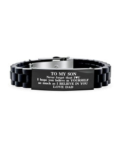 �u�����O ���f�B�[�X �A�N�Z�T���[ �u���X���b�g�E�o���O���E�A���N���b�g Bling Jewelry To My Son Courage Inspirational ID Bracelet for Grandson Black Silicone Wristband Black �u���b�N