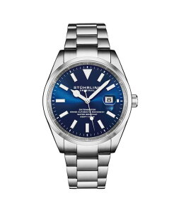 �X�g�D�[�����O �����Y �A�N�Z�T���[ �r���v T�V���c Stuhrling Datemaster Heritage 1025 Men swiss Automatic Watch Stainlessteel Bracelet 40mm Blue �u���[