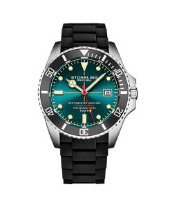�X�g�D�[�����O �����Y �A�N�Z�T���[ �r���v Stuhrling Depthmaster Heritage 4087 Men �f swiss Quartz Diver Watch 44mm Black Dial with Red Accents Teal gradient �e�B�[��