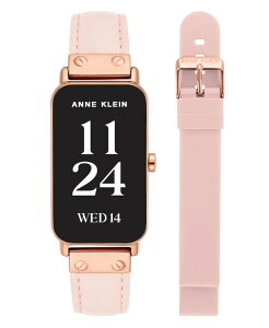 �A���N���C�� ���f�B�[�X �A�N�Z�T���[ �r���v ���U�[ Anne Klein Women's Connect It Illume Smartwatch with Pink Leather and Pink Silicone Band 37mm Rose Gold-Tone Blush Pink �s���N