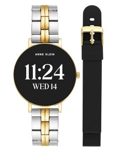 �A���N���C�� ���f�B�[�X �A�N�Z�T���[ �r���v Anne Klein Women's Connect It Prismartwatch with Two-Tone Metalloy and Black Silicone Band 30mm Silver-Tone Gold-Tone Black �u���b�N