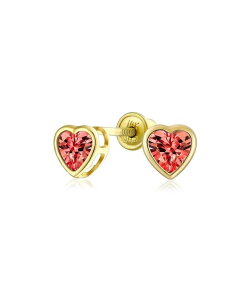 �u�����O ���f�B�[�X �A�N�Z�T���[ �s�A�X�E�C�������O �~�j Bling Jewelry Romantic Love Tiny Mini Cubic Zirconia Clear CZ Heart Stud Earrings 14K Yellow Dark red ���b�h