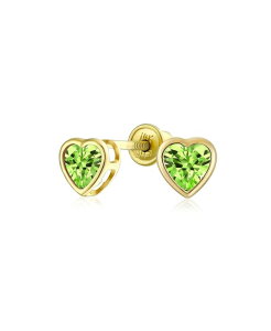 �u�����O ���f�B�[�X �A�N�Z�T���[ �s�A�X�E�C�������O �~�j Bling Jewelry Romantic Love Tiny Mini Cubic Zirconia Clear CZ Heart Stud Earrings 14K Yellow Light green �O���[��