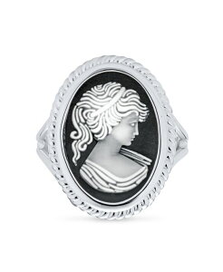 �u�����O ���f�B�[�X �A�N�Z�T���[ Bling Jewelry Classic Antique Victorian Style Portrait Black White Oval Carved Cameo Ring Sterling Silver black �u���b�N