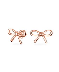 �u�����O ���f�B�[�X �A�N�Z�T���[ �s�A�X�E�C�������O Bling Jewelry Delicate Simple Dainty Ribbon Birthday Present Bow Stud Earrings Rose Gold Plated .925 Sterling Rose �S�[���h