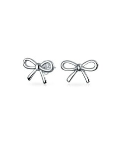 �u�����O ���f�B�[�X �A�N�Z�T���[ �s�A�X�E�C�������O Bling Jewelry Delicate Simple Dainty Ribbon Birthday Present Bow Stud Earrings Rose Gold Plated .925 Sterling Silver �V���o�[