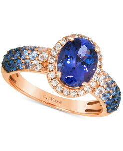 �� ���@�� ���f�B�[�X �A�N�Z�T���[ �����O �f�j�� Le Vian Blueberry Tanzanite (1-5/8 ct.w.) Denim Ombr (5/8 ct.w.) White Sapphire (1/6 ct.w.) & Nude Diamond (1/6 ct.w.) Halo Ring in 14k Rose Gold �S�[���h