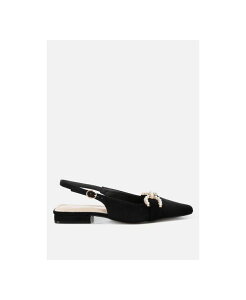 �����h�����O ���f�B�[�X �V���[�Y �p���v�X London Rag Womensalova Pearl-Studded Horsebit Flats Black �u���b�N