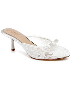 �W���E�F���_�O���C�~�V���J ���f�B�[�X �V���[�Y �X���b�|���E���[�t�@�[ Jewel Badgley Mischka Women's Elliott Slip-On Evening Mule Ivory Satin �A�C�{���[