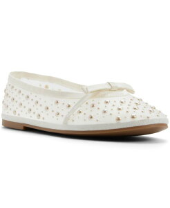 �A���h ���f�B�[�X �V���[�Y �X���b�|���E���[�t�@�[ ALDO Women's Aurabella Slip-On Ballerina Flats White Mesh �z���C�g