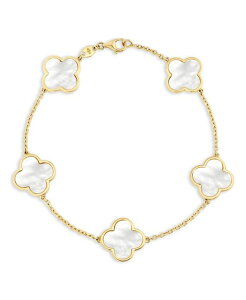 �f���@�^ ���f�B�[�X �A�N�Z�T���[ �u���X���b�g�E�o���O���E�A���N���b�g DEVATA Mother of Pearl Clover Bracelets in 14K Gold 7 in approx. 5.6 grams. Gold �S�[���h