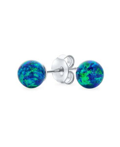 �u�����O ���f�B�[�X �A�N�Z�T���[ �s�A�X�E�C�������O �~�j Bling Jewelry Minimalist Round Opal Ball Stud Earrings in Sterling Silver 6MM Dark blue �u���[