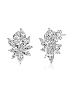 �W���l���B���F ���f�B�[�X �A�N�Z�T���[ �s�A�X�E�C�������O Genevive Sterling Silver with Clear Cubic Zirconia Corsage Flower Cluster Stud Earrings Gold Plated and 14k Gold plated Silver �V���o�[