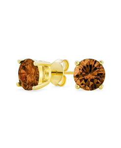 �u�����O ���f�B�[�X �A�N�Z�T���[ �s�A�X�E�C�������O Bling Jewelry 2.2CT Created Stonesolitaire Stud Earrings Gold Plated .925 Sterling Brown �u���E��