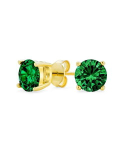 �u�����O ���f�B�[�X �A�N�Z�T���[ �s�A�X�E�C�������O Bling Jewelry 2.2CT Created Stonesolitaire Stud Earrings Gold Plated .925 Sterlingreen �O���[��