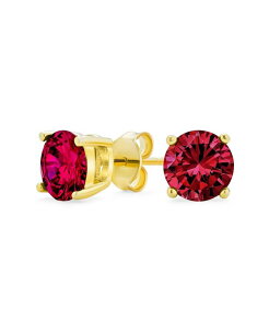 �u�����O ���f�B�[�X �A�N�Z�T���[ �s�A�X�E�C�������O Bling Jewelry 2.2CT Created Stonesolitaire Stud Earrings Gold Plated .925 Sterling Red ���b�h