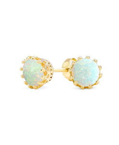 �u�����O ���f�B�[�X �A�N�Z�T���[ �s�A�X�E�C�������O Bling Jewelry Crown Set Opal Solitaire Stud Earrings in Rose Gold Plated Sterling Silver 6MM Gold-tone �S�[���h
