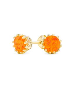 �u�����O ���f�B�[�X �A�N�Z�T���[ �s�A�X�E�C�������O Bling Jewelry Crown Set Opal Solitaire Stud Earrings in Rose Gold Plated Sterling Silver 6MM Orange �I�����W