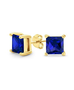 �u�����O ���f�B�[�X �A�N�Z�T���[ �s�A�X�E�C�������O Bling Jewelry 2CT Red Square Cubic Zirconia Princess Cut AAA CZ Stud Earrings For Women .925 Sterling Silver Simulated Ruby Blue �u���[