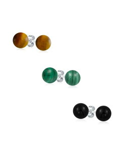 �u�����O ���f�B�[�X �A�N�Z�T���[ �s�A�X�E�C�������O Bling Jewelry Set of 3 Sterling Silver Stud Earrings with Natural Balls 6MMulti-color �}���`�J���[
