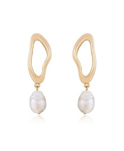 �G�e�B�J ���f�B�[�X �A�N�Z�T���[ �s�A�X�E�C�������O ETTIKA Open Circle 18K Gold-Plated and Cultured Freshwater Pearl Danglearrings Gold �S�[���h