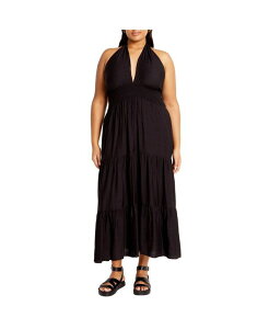 �V�e�B�[�V�b�N ���f�B�[�X �g�b�v�X �����s�[�X �v���X�T�C�Y �}�L�V CITY CHIC Plusize Dallas Maxi Dress Black �u���b�N