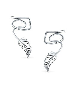 �u�����O ���f�B�[�X �A�N�Z�T���[ �s�A�X�E�C�������O Bling Jewelry Nature Leafeather Ear Cuff Cartilage Clip Wrap Earringsterling Silver Non-Pierced Silver �V���o�[