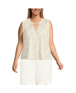 �����Y�G���h ���f�B�[�X �g�b�v�X �V���c �v���X�T�C�Y ���l�� Lands' End Women's Plusize Linen Blend Notch Neck Swing Tank Top Champagne leaf scroll �V�����p��