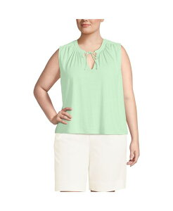 �����Y�G���h ���f�B�[�X �g�b�v�X �V���c �v���X�T�C�Y ���l�� Lands' End Women's Plusize Linen Blend Notch Neck Swing Tank Top Icy mint green �O���[��