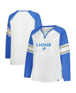 �t�@�i�e�B�N�X ���f�B�[�X �g�b�v�X T�V���c �v���X�T�C�Y ���[�X Fanatics Women's White Detroit Lions Plusize Redzone Lace Up Long Sleeve T-Shirt White Blue �z���C�g