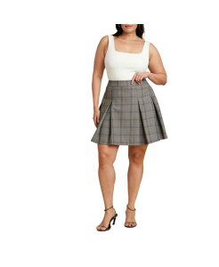 �G���N�C ���f�B�[�X �{�g���X�J�[�g �v���[�c �~�j ELOQUII Women's Pleated Mini Skirt Grey plaid �O���[