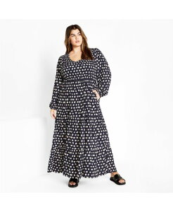 �V�e�B�[�V�b�N ���f�B�[�X �g�b�v�X �����s�[�X �v���X�T�C�Y �v�����g �}�L�V CITY CHIC Plusize Jayden Print Maxi Dresspot