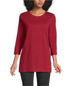 �����Y�G���h ���f�B�[�X �g�b�v�X �V���c �R�b�g�� Lands' End Women's 3/4 Sleeve Cotton Supima Tunic Regal garnet
