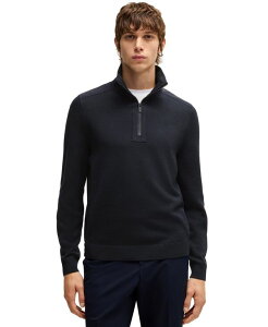 �q���[�S�{�X �����Y �A�E�^�[ �j�b�g�E�Z�[�^�[ Hugo Boss Men'softshell Trims Zip-Neck Sweater Dark Blue �u���[