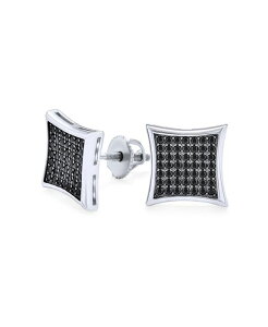 �u�����O ���f�B�[�X �A�N�Z�T���[ �s�A�X�E�C�������O Bling Jewelry Black Square Kite Shaped CZ Micro Pave Cubic Zirconia Stud Earrings .925 Silver Screw back 7-12MM Silver black �u���b�N
