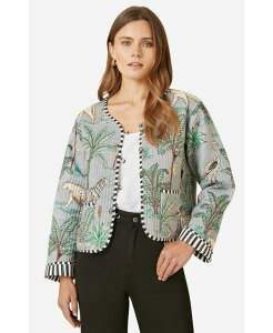 ���~�L�� ���f�B�[�X �A�E�^�[ �W���P�b�g�E�u���]�� �L���e�B���O �N���b�v�h Yumi Women's Animal Reversible Cropped Quilted Jacket Grey �O���[