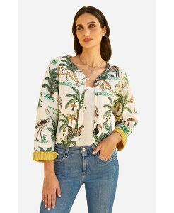 ���~�L�� ���f�B�[�X �A�E�^�[ �W���P�b�g�E�u���]�� �L���e�B���O �N���b�v�h Yumi Women's Animal Reversible Cropped Quilted Jacket White �z���C�g