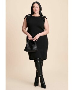�G���N�C ���f�B�[�X �A�E�^�[ �j�b�g�E�Z�[�^�[ ELOQUII Women's Metal Detail Sweater Dress Black onyx �u���b�N