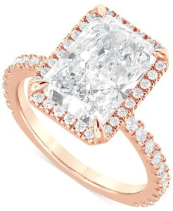 �o�b�W�F���[�~�V���J ���f�B�[�X �A�N�Z�T���[ �����O Badgley Mischka Certified Lab Grown Diamond Radiant-Cut Halo Engagement Ring (4-1/2 ct.w.) in 14k Rose Gold �S�[���h