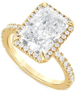�o�b�W�F���[�~�V���J ���f�B�[�X �A�N�Z�T���[ �����O Badgley Mischka Certified Lab Grown Diamond Radiant-Cut Halo Engagement Ring (4-1/2 ct.w.) in 14k Yellow Gold �C�G���[