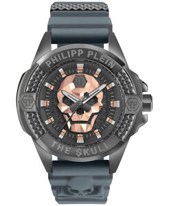 �t�B���b�v�v���C�� �����Y �A�N�Z�T���[ �r���v Philipplein Men's The Skull Gray Silicone Strap Watch 44mm Gun �O���[