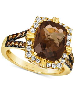 �� ���@�� ���f�B�[�X �A�N�Z�T���[ �����O Le Vian Chocolate Quartz (4 ct.w.) & Diamond (5/8 ct.w.) Halo Ring in 14k Smokey Quartz �`���R���[�g