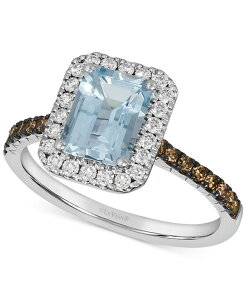 �� ���@�� ���f�B�[�X �A�N�Z�T���[ �����O Le Vian Sea Blue Aquamarine (1-1/6 ct.w.) & Diamond (3/8 ct.w.) Halo Ring in 14k White Aquamarine �z���C�g