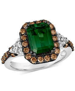 �� ���@�� ���f�B�[�X �A�N�Z�T���[ �����O Le Vian Couture Hunters Green Tourmaline (2-1/4 ct.w.) Chocolate Diamonds (5/8 ct.w.) & Nude Diamonds (1/5 ct.w.) Square Halo Ring in Platinum No Color �O���[��