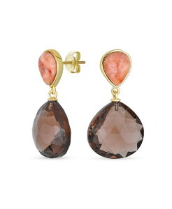 �u�����O ���f�B�[�X �A�N�Z�T���[ �s�A�X�E�C�������O Bling Jewelry Elegantranslucent Briolette Peachocolate Brown Pear Shaped Natural Smoky Quartz Faceted Teardrop Earrings Gold Plated Brown smoky quartz �u���E��