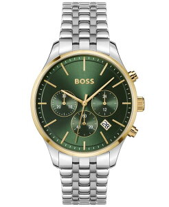 �q���[�S�{�X �����Y �A�N�Z�T���[ �r���v T�V���c Hugo Boss Men's Chronograph Avery Stainlessteel Bracelet Watch 42mm Green Dial �O���[��