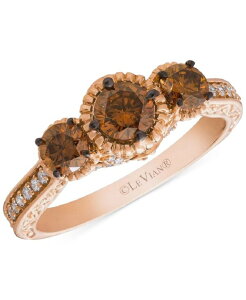 �� ���@�� ���f�B�[�X �A�N�Z�T���[ �����O Le Vian Chocolatier Chocolate Diamond & Vanilla Diamond Triple Stone Ring (1-1/10 ct.w.) in 14k Rose Gold �S�[���h